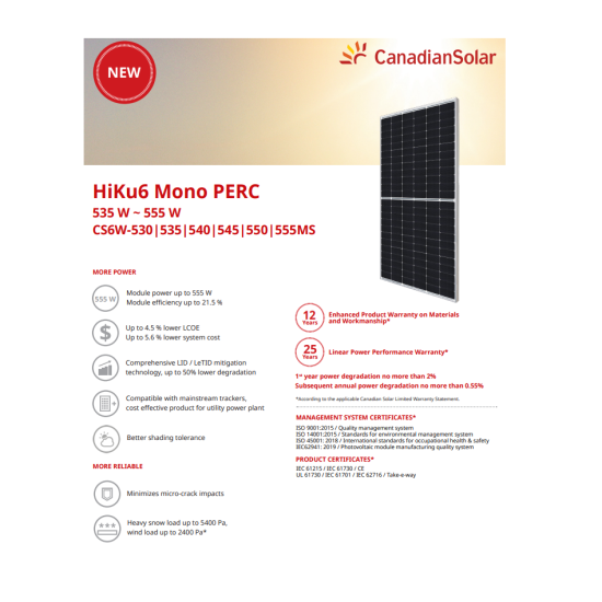 MONO SOLAR PANEL CANADIAN CS6W-545MS