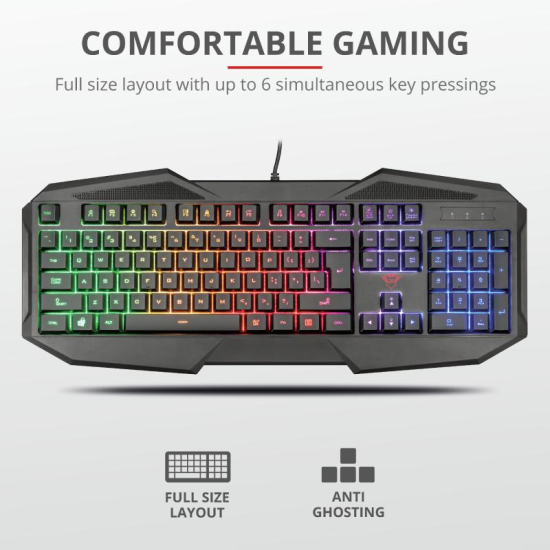 Tastatura Trust GXT 830-RW Avonn, Gaming, neagra