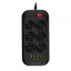 Prelungitor cu protectie Serioux, 6 prize schuko, input 100-240V, 50- 60Hz, output (Total): 2500W - 10A, 4 porturi USB, 4 porturi USB (5V- 3.1A) (Auto Max) 17W, Amperaj port USB (max) 3.4A, functie auto ID, antistatic, buton power/off, lungime cablu 2m,ne Prelungitor cu protectie Serioux, 6 prize schuko, input 100-240V, 50- 60Hz, output (Total): 2500W - 10A, 4 porturi USB, 4 porturi USB (5V- 3.1A) (Auto Max) 17W, Amperaj port USB (max) 3.4A, functie auto ID, antistatic, buton power/off, lungime cablu 2m,ne