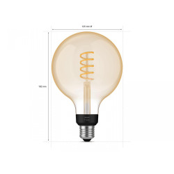 Bec LED inteligent vintage (decorativ) Philips Hue Filament Glob G125, Bluetooth, E27, 7W (40W), 550 lm, lumina alba (2200-4500K)