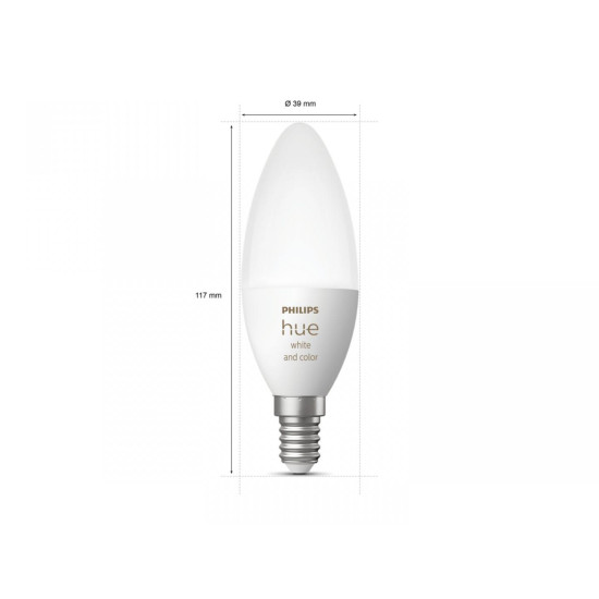 Bec LED RGB inteligent Philips Hue B39, Bluetooth, E14, 5.3W, 470 lm, lumina alba si color (2000-6500K)