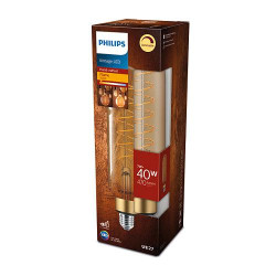 Bec LED vintage (decorativ) Philips Classic Gold Giant T65, EyeComfort, E27, 7W (40W), 470 lm, lumina calda (1800K), dimabil, cu filament, 27.3x6.6cm