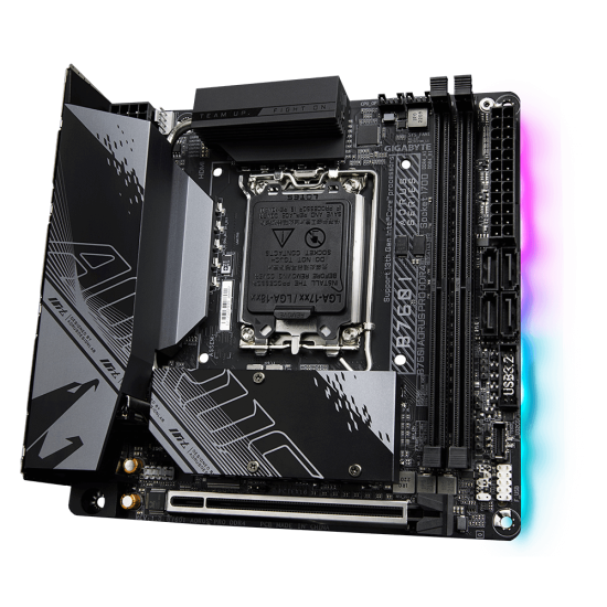 Placa de baza Gigabyte B760I AORUS PRO LGA1700, 2x DDR4, 1x HDMI, 1x DisplayPort, 1x PCIe 4.0 x16, 2x M.2, 4x SATA 6Gbps, WIFI 6, mini-ITX