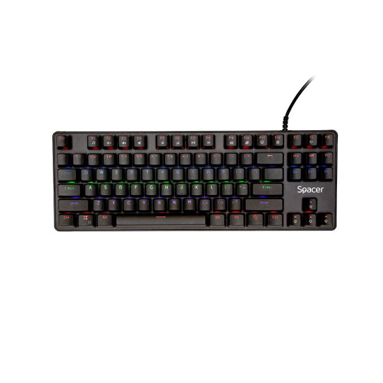 Tastatura Mecnaica Spacer SPKB-MK-IMMORTAL cu fir, USB, switch-uri mecanice albastre, 50 mil. apasari, 87 taste, anti-ghosting 28 taste, anti-spill, black