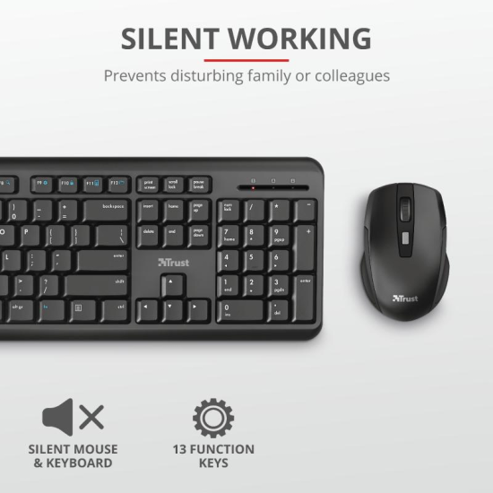 Kit tastatura si mouse Trust ODY, Wireless, negru Kit tastatura si mouse Trust ODY, Wireless, negru
