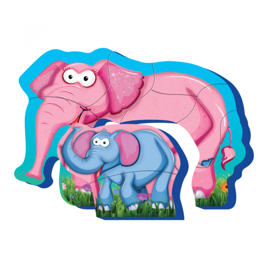 PUZZLE MAMA SI COPILUL, ELEFANT,8 PIESE