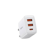 INCARCATOR retea Baseus Compact, Quick Charge 30W, 2 x USB 5V/3A, 1 x USB Type-C 5V/3A, alb