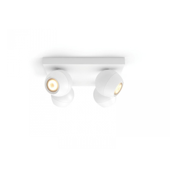 Spot LED Cvadruplu Philips Hue Buckram, Bluetooth, 4xGU10, 4x5W, 1400 lm, lumina alba (2200-6500K), IP20, 24x24x10.3cm, Metal, Alb, Intrerupator cu variator inclus Spot LED Cvadruplu Philips Hue Buckram, Bluetooth, 4xGU10, 4x5W, 1400 lm, lumina alba (2200-6500K), IP20, 24x24x10.3cm, Metal, Alb, Intrerupator cu variator inclus