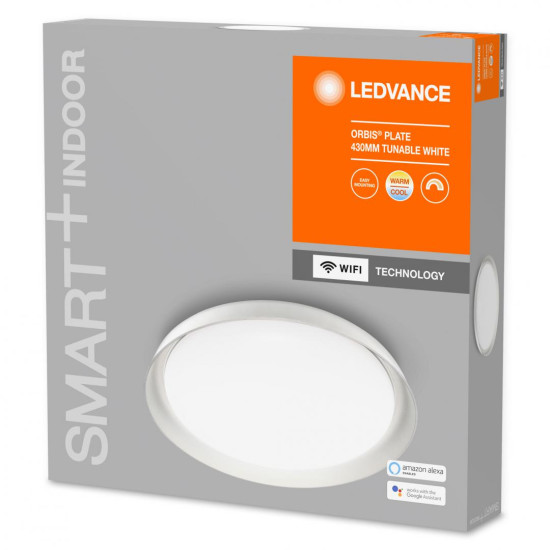 Plafoniera LED inteligenta Ledvance SMART+ Wifi Orbis Plate 430, 26W, 1250 lm, lumina alba (3000-6500K), IP20, Ø43cm, PMMA, Alb