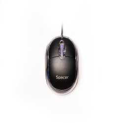 MOUSE Spacer, PC sau NB, cu fir, USB, optic, 800 dpi, butoane/scroll 3/1, negru, SPMO-080