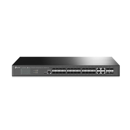 Switch TP-Link TL-SG3428XF, Jetstream, managed L2, 20 Gigabit SFP Slots, 4 Gigabit RJ45/SFP Combo Ports, 4 10GE SFP+ Slots, 1 RJ45 Console Port, 1 Micro-USB Console Port, 32Mb Flash, 256Mb Ram, Switching Capacity 128 Gbps.