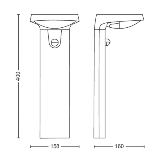 Stalp LED solar pentru exterior cu senzor de miscare Philips Tyla, 1.2W, 4V, 255 lm, lumina neutra (4000K), IP44, 400x160mm, Antracit