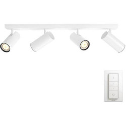 Spot LED Cvadruplu Philips Hue Buratto, Bluetooth, 4xGU10, 4x5W, 1400 lm, lumina alba (2200-6500K), IP20, 62.8x62.8x13.1cm, Metal, Alb, Intrerupator cu variator inclus