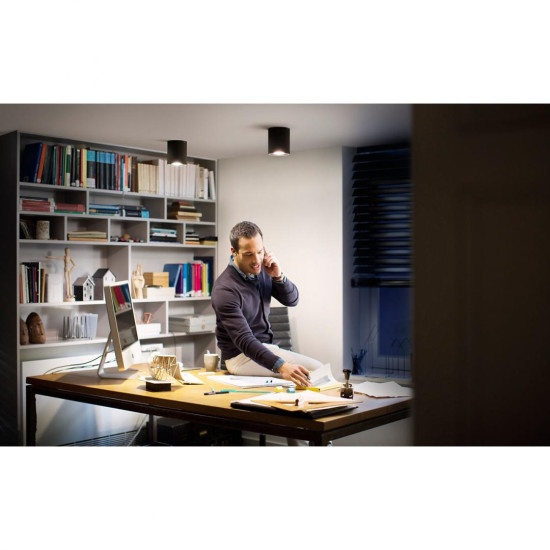 Spot LED Philips Hue Pillar, Bluetooth, GU10, 5W (50W), 350 lm, luminaalba (2200-6500K), IP20, 10.3cm, Metal, Negru, Intrerupator cu variator inclus Spot LED Philips Hue Pillar, Bluetooth, GU10, 5W (50W), 350 lm, luminaalba (2200-6500K), IP20, 10.3cm, Metal, Negru, Intrerupator cu variator inclus