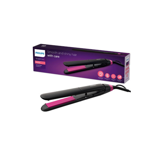Philips StraightCare Essential BHS375/00 placa de indreptat parul ThermoProtect, 2 setări pentru temperatură, Plăci cu infuzie de cheratină, Tensiune: 110-240V, Timp de incalzire 60sec, temperatura de coafare: 180 °C/220 °C, garantie internationala 2 ani