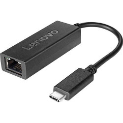 Lenovo USB-C to Ethernet Adapter, Full-size RJ45 connector, LEDs on RJ- 45 connector to indicate activity and link status, upport PXE boot, Wake-On-LAN, MAC pass through if host notebook supports, Black, Depending on many factors such as the processing ca