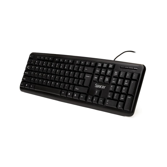 Tastatura Spacer SPKB-520 cu fir, USB, 104 taste, anti-spill, negru