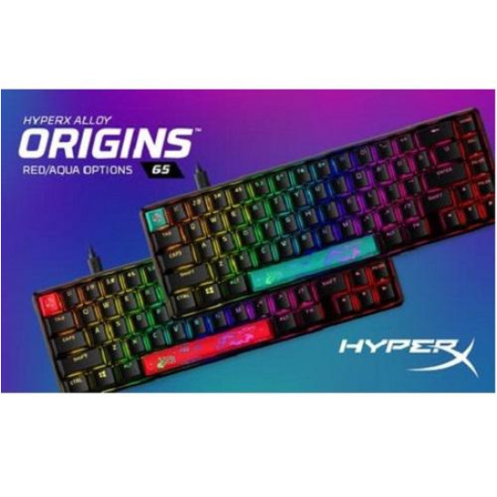 Tastatura HP HyperX Alloy 65 AUQ, Tastatura mecanica, Cablu USB Type-C detasabil, Iluminare RGB, Anti-Ghosting, HyperX RED, Neagra