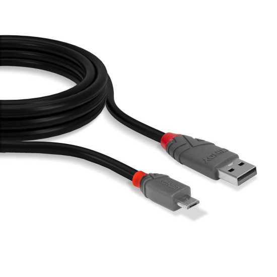 Cablu transfer Lindy LY-36732, USB 2.0 Type A to MicroUSB, 1m, Anthra Line