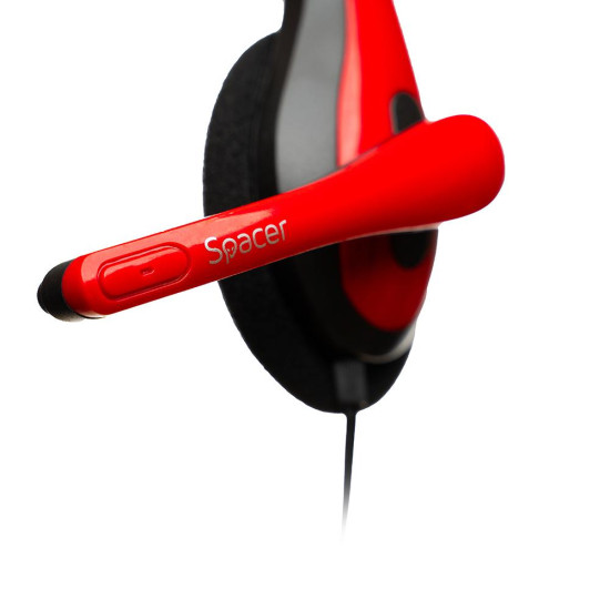 Casti cu micr. Spacer, cu fir, multimedia, 2x Jack 3.5mm, microfon pe brat, driver 40mm, 20Hz-20000Hz, 1.8m, rosu si negru Casti cu micr. Spacer, cu fir, multimedia, 2x Jack 3.5mm, microfon pe brat, driver 40mm, 20Hz-20000Hz, 1.8m, rosu si negru