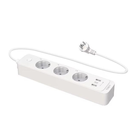 TP-Link  SMART WI-FI SOCKET TAPO P300, Protocol: IEEE 802.11b/g/n, Bluetooth 4.2, 2.4 GHz, Cerințe de sistem, Android 5 sau mai recent, iOS 10 sau mai recent, Dimensiuni: 268*55*40mm, cablu de 1.5m, voltaj maxim: 2300W, 10A, 3 prize, 2 x USB.