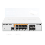 MikroTik Cloud Router Switch 112-8P-4S-IN with QCA8511 400Mhz CPU, 128MBRAM, 8xGigabit LAN with PoE-out, 4xSFP, RouterOS L5, desktop case, PSU