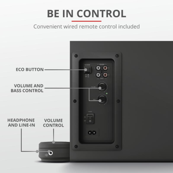 Sistem audio Trust Yuri 2.1, 60W, negru Sistem audio Trust Yuri 2.1, 60W, negru