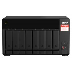 NAS QNAP 873A 8-Bay, CPU AMD Ryzen V1000 series V1500B 4C/8T 2.2GHz, RAM 8GB (1x 8GB) DDR4 (2 x SODIMM slots, max. 64GB, suport optional ECC RAM), 8x 2.5/3.5 SATA 6Gbps, 2x M.2 2280 NVMe PCIe Gen3 x1 HDD (neincluse), LAN: 2 x 2.5GbE (optional port 10GbE p