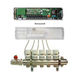 Controller wireless cu 5 zone si 15 circuite, Honeywell HCC80 pentru incalzirea in pardoseala, 5 zone controlabile de temperatura cu posibilitatea de extindere la 8 zone cu extensia HCS80; 3 servomotoare termice pot fi conectate pe fiecare zona; control i