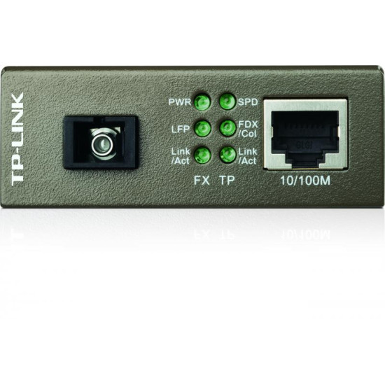 Switch media convertor TP-Link, 2 porturi (1x100Mbps SC, 10/100 Mbps (RJ-45)), BiDi 10/100Base-TX to 100Base-FX (SC), Single-Mode, 20Km, WDM type A (se foloseste in pereche cu MC112CS), single fiber, montabil in sasiu