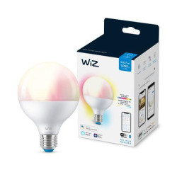 Bec LED RGB inteligent WiZ Connected Colors G95, Wi-Fi, E27, 11W (75W), 1055 lm, lumina alba si color (2200-6500K), compatibil Google Assistant/Alexa/Siri