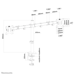 Suport Monitor de Birou Dual, Neomounts by Newstar FPMA-D550DBLACK, 10