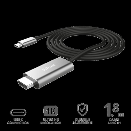 Cablu Trust Calyx, USB-C to HDMI, 1.8m, negru