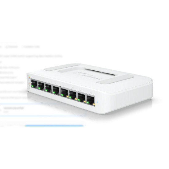Ubiquiti UniFi 8 port switch, USW-LITE-8-POE, 8 x 10/100/1000 Mbe RJ 45 ports, 4 x POE, 8 Gbps, buget POE: 52W, SMB layer 2 PoE GbE switch, dimensiuni: 99.6 x 163.7 x 31.7 mm.