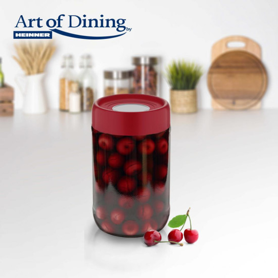 BORCAN DEPOZITARE STICLA  CU CAPAC, 660 ML ROSU, ART OF DINING BY HEINNER