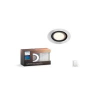 Spot LED incastrat Philips Hue Milliskin, Bluetooth, GU10, 5.5W (25W),250 lm, lumina alba (2200-6500K), IP20, 9cm, Argintiu, Intrerupator cu variator inclus