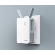 D-Link AX1500 Mesh Range extender E15, Standarde wireless: IEEE 802.11ax/ac/n/g/b/k/v/a/h, IEEE 802.3u/ab, interfata: 1xLAN, 2 x Antene externe, dimensiuni: 105 x 63.5 x 50 mm, greutate: 161g, Dual-band 2x2 Wi-Fi 6, viteza: 1201Mbps (5GHz), 300Mbps (2.4GH