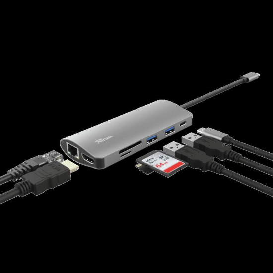 Hub USB Trust Dalyx, 7 porturi USB-C, negru Hub USB Trust Dalyx, 7 porturi USB-C, negru
