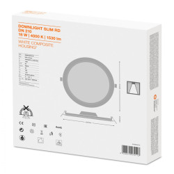 Spot LED incastrat Ledvance DOWNLIGHT SLIM ALU, 18W, 1530 lm, lumina neutra (4000K), IP20, 225x30mm, aluminiu, Alb