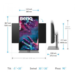 MONITOR BENQ PD2725U 27 inch, Panel Type: IPS, Backlight: LED backlight, Resolution: 3840x2160, Aspect Ratio: 16:9,  Refresh Rate:60Hz, Response time GtG: 5ms(GtG), Brightness: 250 cd/m², Contrast (static): 1200:1, Viewing angle: 178°/178°, Color Gamut (N