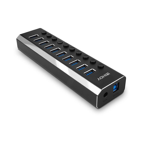 Hub Lindy 10 Port USB 3.0 buton On/Off