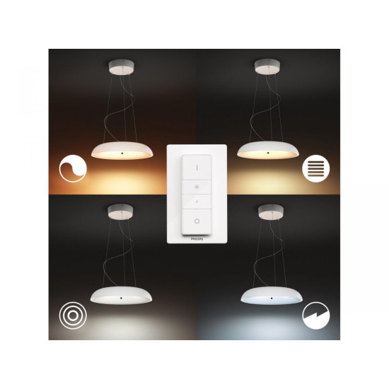 Pendul LED Philips Hue Amaze, Bluetooth, 33.5W (204W), 3000 lm, lumina alba (2200-6500K), IP20, 43.4cm, Alb, Intrerupator cu variator inclus Pendul LED Philips Hue Amaze, Bluetooth, 33.5W (204W), 3000 lm, lumina alba (2200-6500K), IP20, 43.4cm, Alb, Intrerupator cu variator inclus