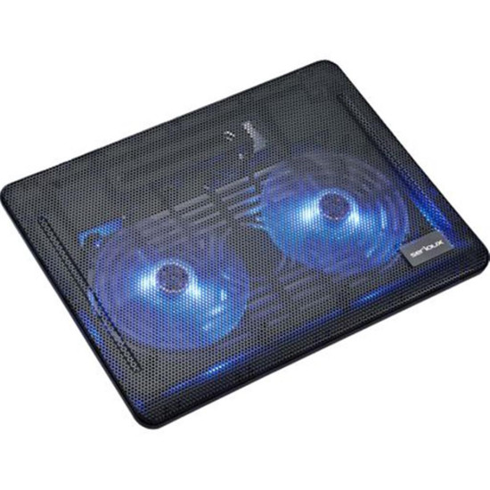 Cooling pad Serioux, SRXNCP007, Dimensiuni: 340*250*23mm, Compatibilitate maxima laptop: 15.6 inch, Dimensiune ventilator: 2 x 125 *125*15mm, Nivel zgomot: 10dB, Flux aer: 20CFM, Tensiune alimentare: DC 5V, Viteza rotatie maxima: 1500RPM, Iluminare LED: A