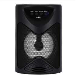 Boxa portabila Akai ABTS-704, Bluetooth 4.2, radio FM, 1x port USB pentru mp3 player, 1x slot card TF, lumini LED, baterie reincarcabila, 1x slot pentru microfon, timp de incarcare 2 ore, timp de folosire 1.5 ore la volum maxim