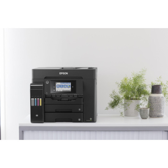 Multifunctional inkjet color CISS Epson L6550, dimensiune A4 (Printare, Copiere, Scanare, Fax), viteza 32 ppm alb-negru, 22ppm color, rezolutie 4800x1200 dpi, alimentare hartie 550 coli, scanner CIS rezolutie 1200x2400 dpi, ADF, fax memorie 550 pagini, in