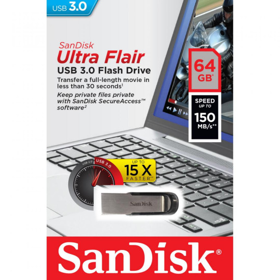 Memorie USB Flash Drive SanDisk Ultra Flair, 64GB, USB 3.0