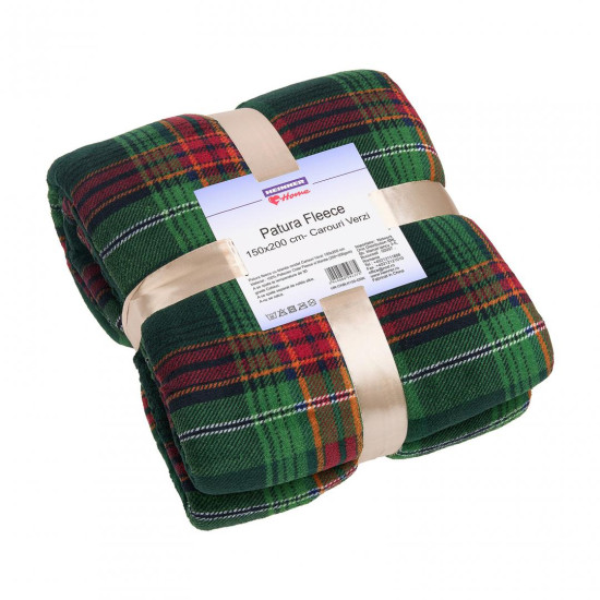 PATURA FLEECE150X200 CM-CAROURI VERZI PATURA FLEECE150X200 CM-CAROURI VERZI