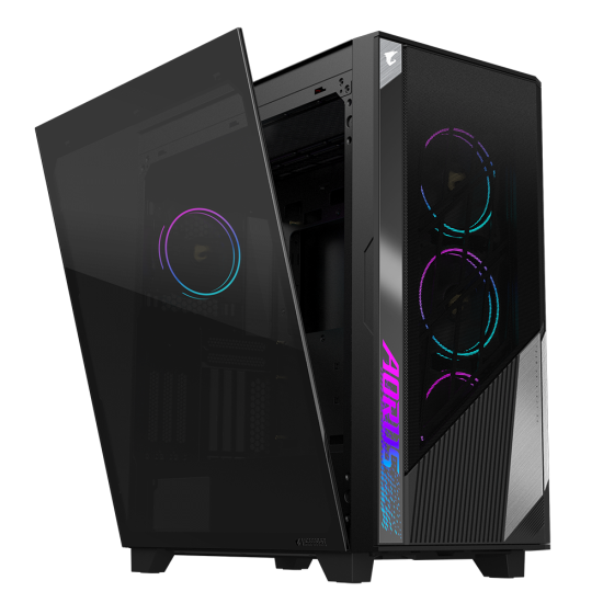 Carcasa Aorus C500 Glass Mid Tower, fara sursa, Mini ITX / Micro ATX / ATX / E-ATX, 2x 3.5