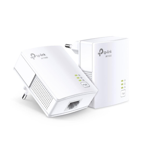 TP-Link Kit AV1000 Powerline Gigabit, Standarde si protocoale: HomePlug AV2, HomePlug AV, IEEE 1901, IEEE 802.3, IEEE 802.3u, IEEE 802.3ab, interfata: 1 x Gigabit Ethernet Port, Aria de acoperire: 300m circuit electric.