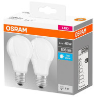 2 Becuri LED Osram Base Classic A, E27, 8.5W (60W), 806 lm, lumina neutra (4000K)